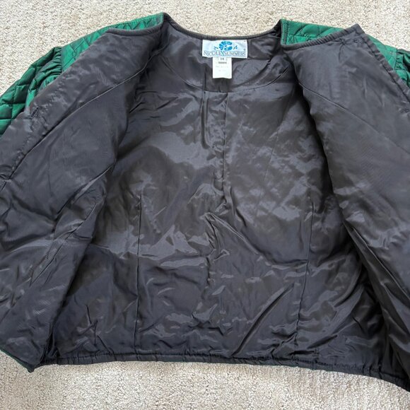 Vintage Nicole Summers Emerald Green Quilted Cropped Jacket Made in USA - Picture 2 of 9